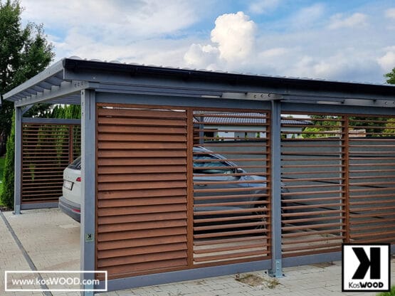 Drewniana wiata garażowa wolnostojąca