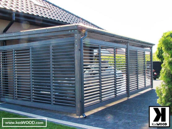 Wiata samochodowa z zabudową