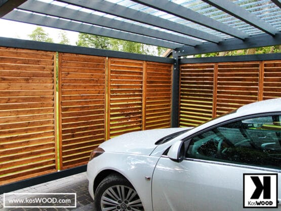 Wiata garażowa z zabudową